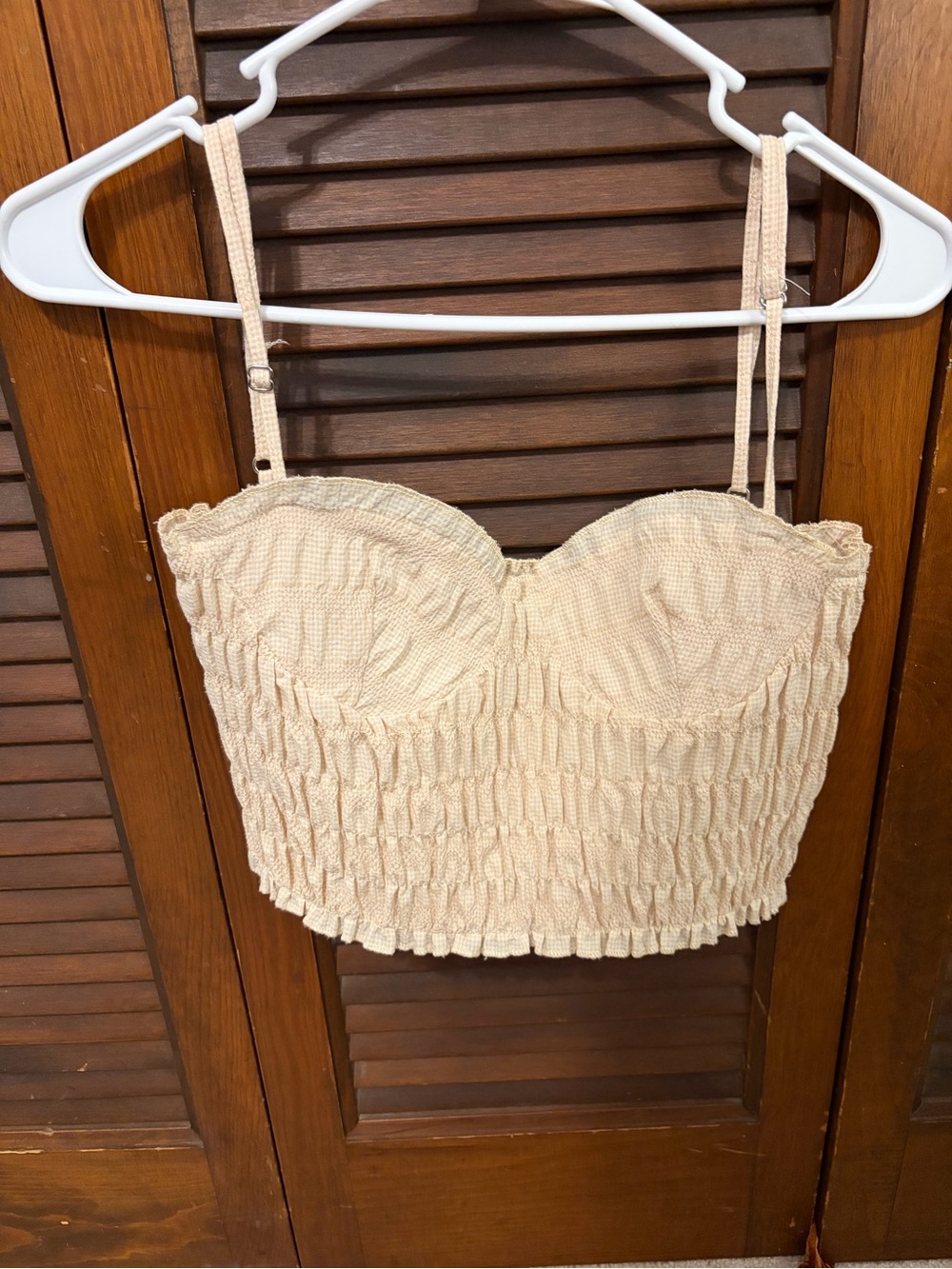 Zara Cream Smocked Bustier Camisole